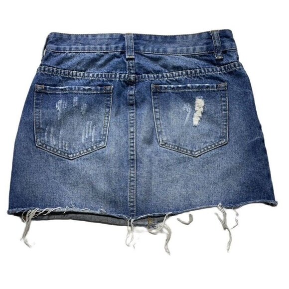 Distressed Denim Mini Skirt S By The Impeccable Pig Womens Raw Hem 100% Cotton - Picture 6 of 10